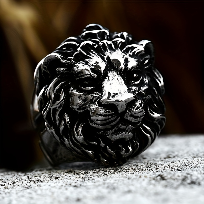 Stainless Steel Lion Head Eagle Ring Retro Jewelry